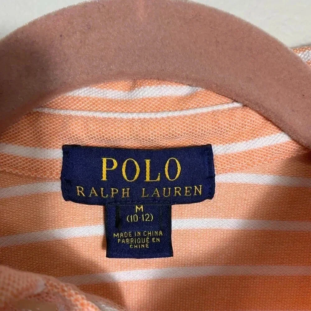 Polo Ralph Lauren Kids Medium Colored Pony Logo golf peach striped collared